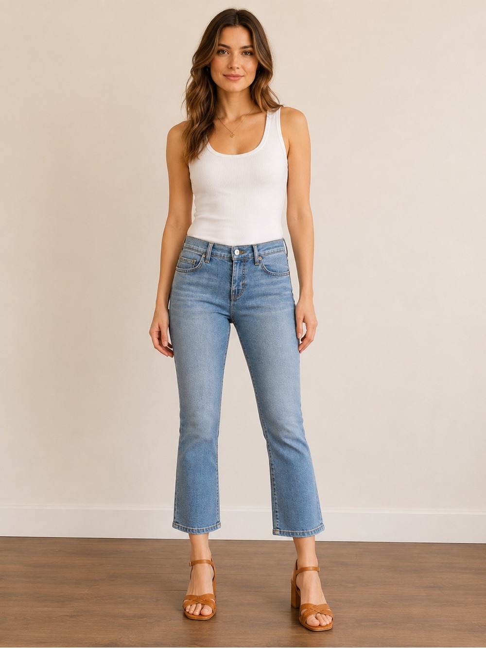 Current/Elliott The Scooped Ruby Crop Jeans Light Wash Crop Flare Size 26
